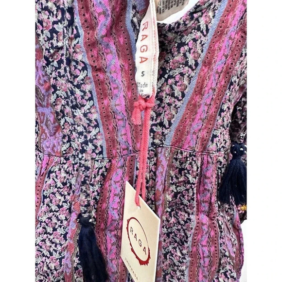 Anthropologie Shirt Size Small Raga Boho Blouse New Floral Top V-neck - Picture 3 of 6